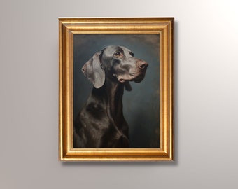 Vintage Weimaraner Portrait Print, Weimaraner Art Print, Antique Painting, Weimaraner Painting, Pet Portrait, Pet Painting,Gift,Pet Memorial