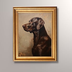 Vintage Chocolate Labrador Portrait Painting, Digital Download, Art Print, Antique Art, Printable, Pet Portrait, Dog Portrait, Wall Art