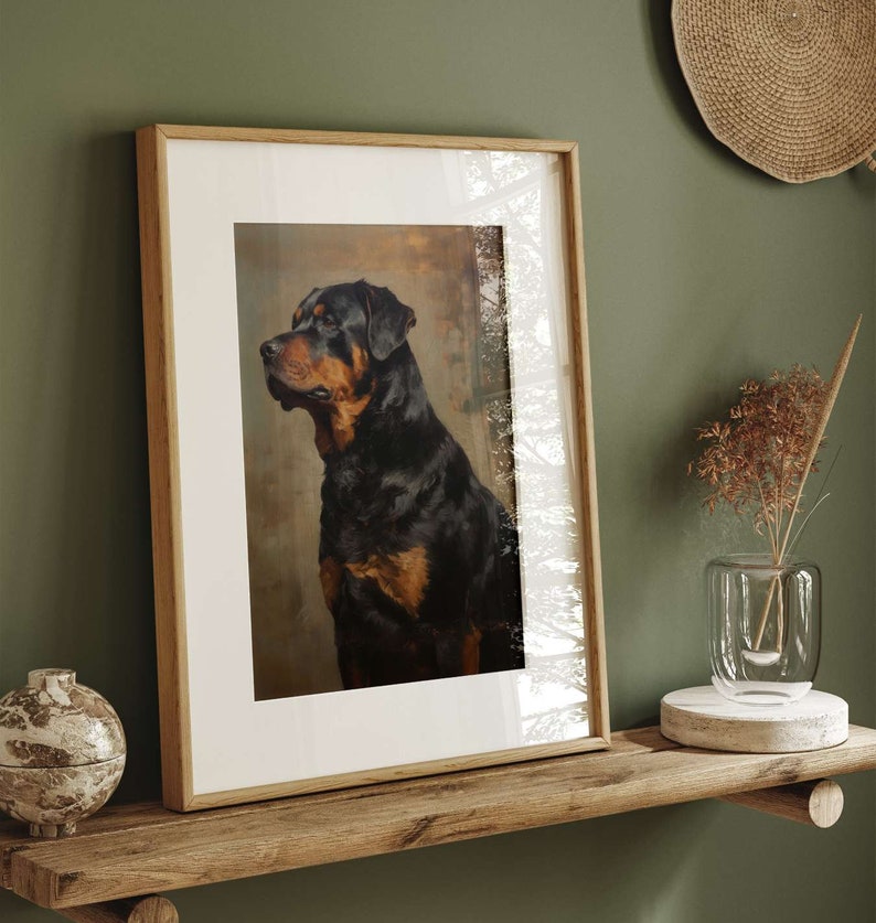 Vintage Rottweiler Vintage Rottweiler Portrait Art Print: Antique Style Dog Painting - Etsy