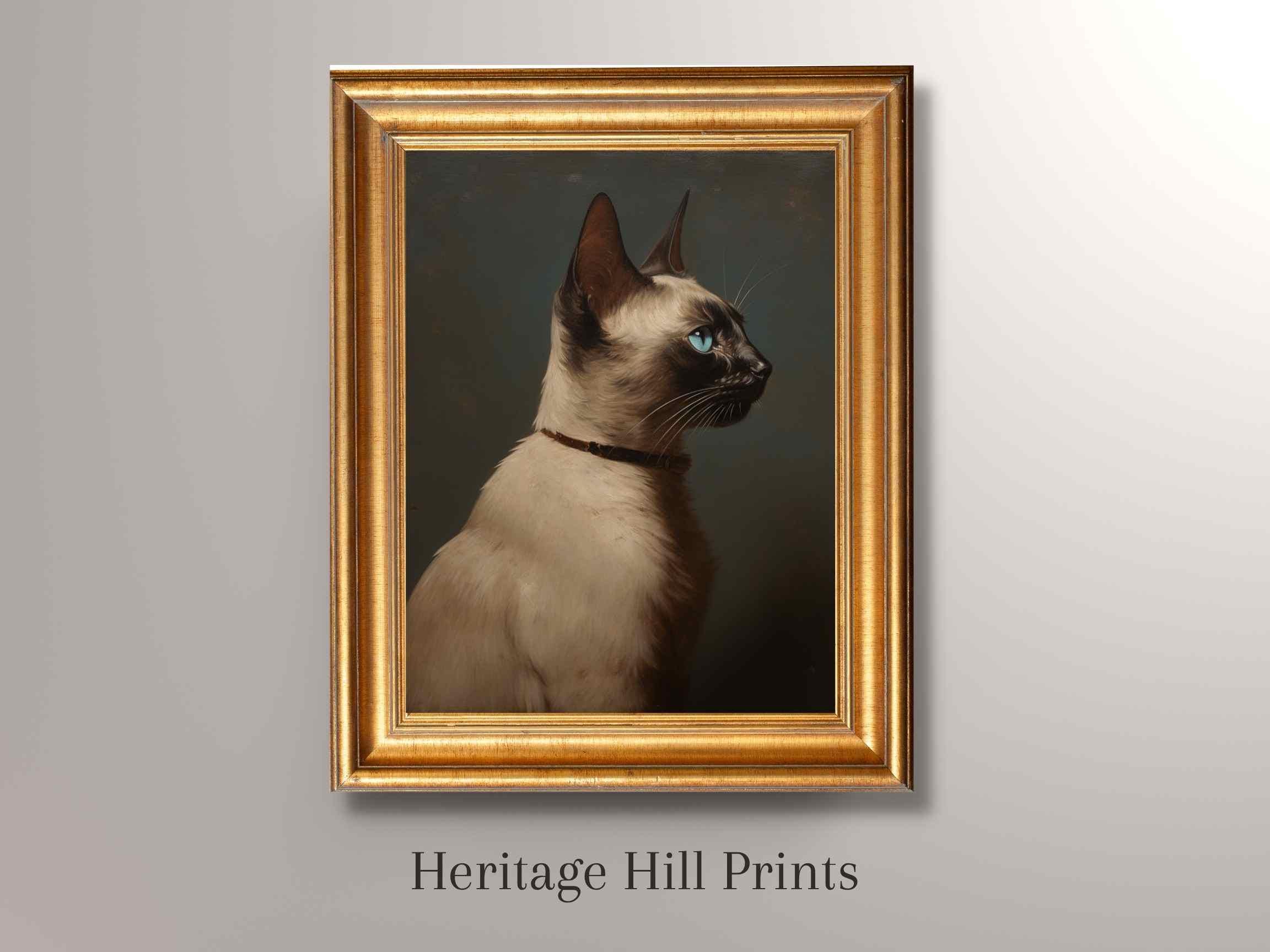 Antique Siamese Cat Portrait, Cat Oil Painting, Cat Art Print, Vintage Cat Art Print, Animal Art, Pet Portrait, Wall Art,Home Decor, Gift