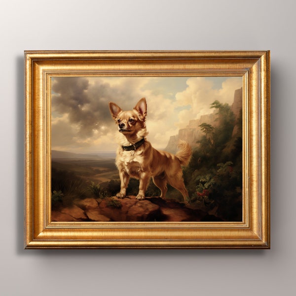 peinture chihuahua vintage, impression d’art de portrait de chihuahua, style antique, art de chihuahua, œuvre d’art de chien, portrait d’animal de compagnie, portrait de chien, giclée
