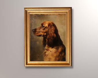 Vintage Cocker Spaniel Painting Digital Download, Antique Art, Printable,Cocker Spaniel Portrait,Pet Memorial,Gift,Pet Loss,Vintage Wall Art