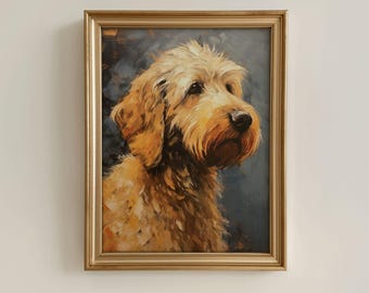 Vintage Goldendoodle Portrait, Fine Art Giclee Print