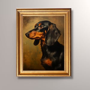 Vintage Dachshund Portrait Painting, Dachshund Art Print, Dachshund Painting, Antique Art, Pet Portrait, Wall Art, Gift, Pet Loss, Memorial