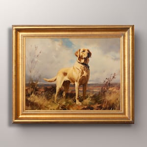 Vintage Yellow Labrador Portrait Digital Download, Yellow Lab Wall Art,Antique Art, Vintage Art Print, Dog Portrait, Pet Portrait, Printable