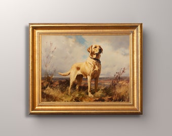 Vintage Yellow Labrador Painting, Yellow Lab Art Print, Labrador Painting, Antique Art, Labrador PortraitYellow Labrador Art,Yellow Lab Gift