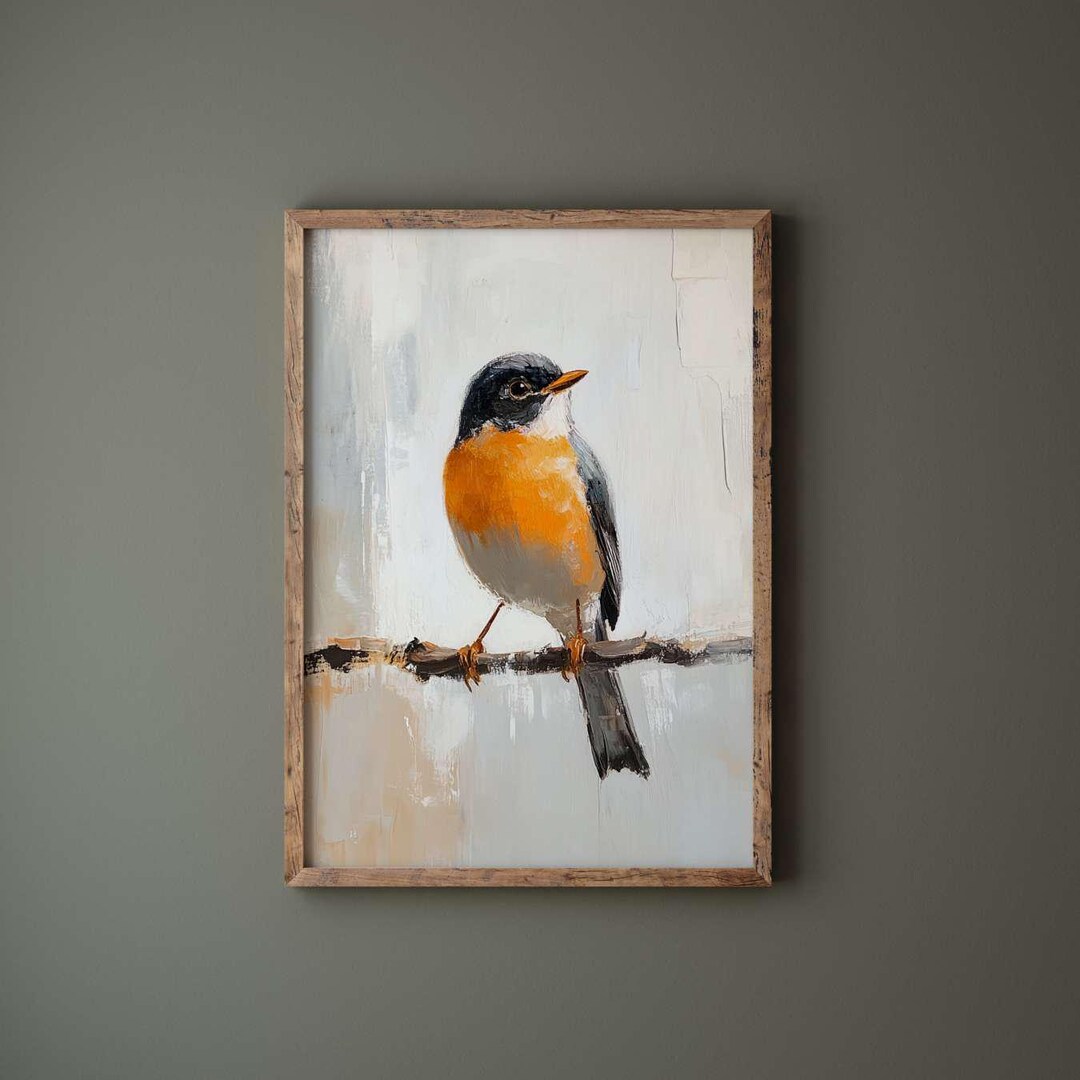 Robin Art Print, Bird Art, American Robin Wall Art, Robin Portrait ...