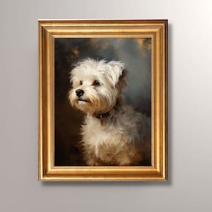 Vintage Maltese Portrait Art Print, Maltese Painting, Maltese Portrait, Antique Art, Pet Portrait, Dog Portrait, Cottagecore, Wall Art, Gift