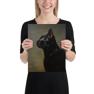 Antique Black Cat Portrait, Black Cat Painting, Cat Art Print, Vintage Black Cat Art Print, Pet Portrait, Wall Art,Home Decor, Gift, antique black cat painting, vintage black cat painting, vintage black cat portrait, 5x7, 8x10, 11x14, 12x16, wall art