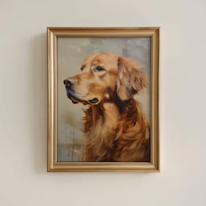 Vintage Golden Retriever Portrait, Golden Retriever Art Print, Antique Art, Red Golden Retriever Painting, Pet Memorial, Gift