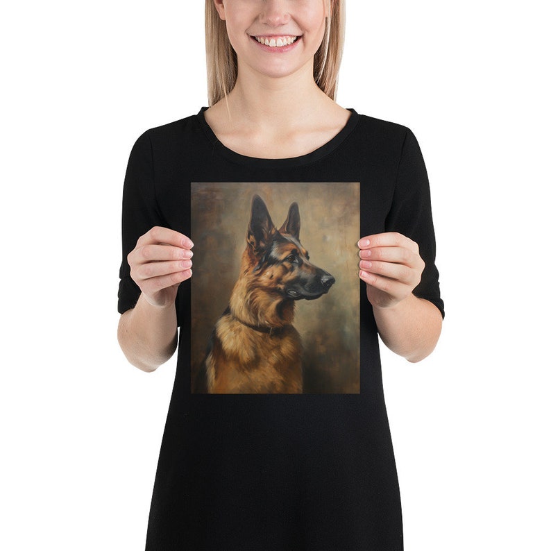 Vintage German Shepherd Oil Painting - German Shepherd Art Print, Dog Portrait, Pet Portrait, Pet Loss, Pet Memorial, Antique Art Print - 5x7, 8x10, 11x14, 12x16, Vintage Art, Dog Owner Gift, Wall Decor, Cottagecore,Academia Decor, Farmhouse, Cottage