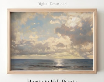 Digital Seascape Painting, Digital Download, Printable Wall Art, Ocean Art Print, Sea Art Print, Ocean, Seascape Wall Art, Vintage Seascape
