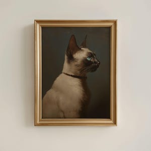 Antike Siamkatze Portrait, Katze Ölgemälde, Katze Kunstdruck, Vintage Katze Kunstdruck, Tierkunst, Haustier Portrait, Wandkunst, Wohnkultur, Geschenk