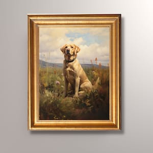 Vintage Yellow Labrador Portrait Print, Antique Labrador Art Print, Yellow Lab Art, Lab Painting, Lab Portrait, Gift,Dog Portrait,Wall Art