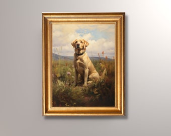 Vintage Yellow Labrador Portrait Digital Download, Antique Art, Yellow Lab Print, Yellow Labrador Painting, Labrador Art, Printable, Gift