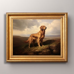 Vintage Golden Retriever Fine Art Print, Golden Retriever Art, Golden Retriever Portrait, Golden Retriever Painting, Antique Art Print, Gift