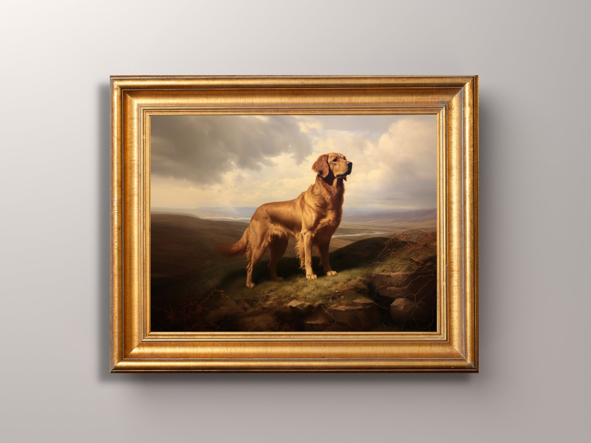 Vintage Golden Retriever Fine Art Print, Golden Retriever Art, Golden Retriever Portrait, Golden Retriever Painting, Antique Art Print, Gift