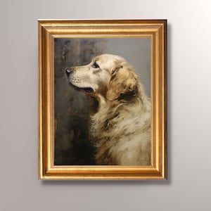 Vintage Golden Retriever Portrait Painting, Digital Download, Antique Art, Printable, Golden Retriever Print, Dog Portrait,Pet Portrait,Gift