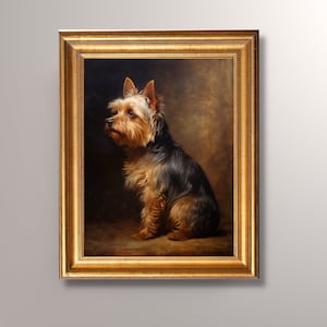 Antique Yorkshire Terrier Portrait Painting, Yorkie Art Print, Vintage Art, Yorkie Portrait, Yorkie Wall Art, Dog Portrait,Pet Memorial,Gift
