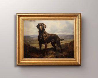 Vintage Schokoladen Labrador Porträt digitaler Download, braun Labrador Wandkunst, antike Kunst, Vintage Kunstdruck, Haustier Porträt, bedruckbar, Hundekunst