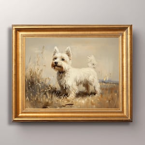 Antique West Highland Terrier Portrait Painting, West Highland Terrier Art Print, Antique Art, Pet Portrait, Westie Portrait, Dog Owner Gift