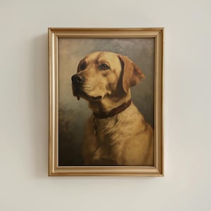 Antique Yellow Labrador Portrait Painting, Labrador Art Print, Vintage Labrador, Cottagecore Wall Art, Pet Portrait,Pet Loss, Gift, Memorial