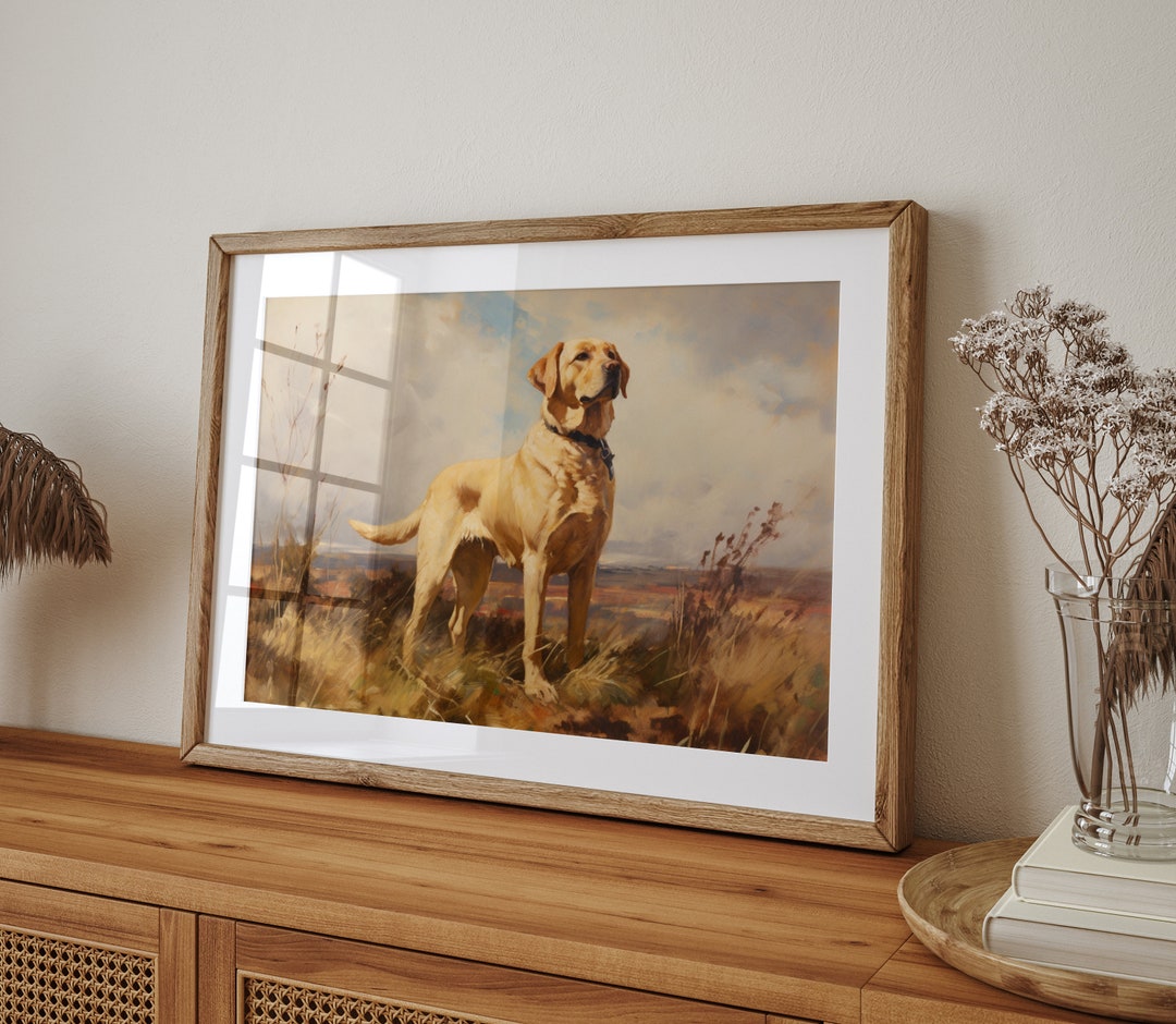 Vintage Yellow Labrador Portrait Digital Download, Yellow Lab Wall Art