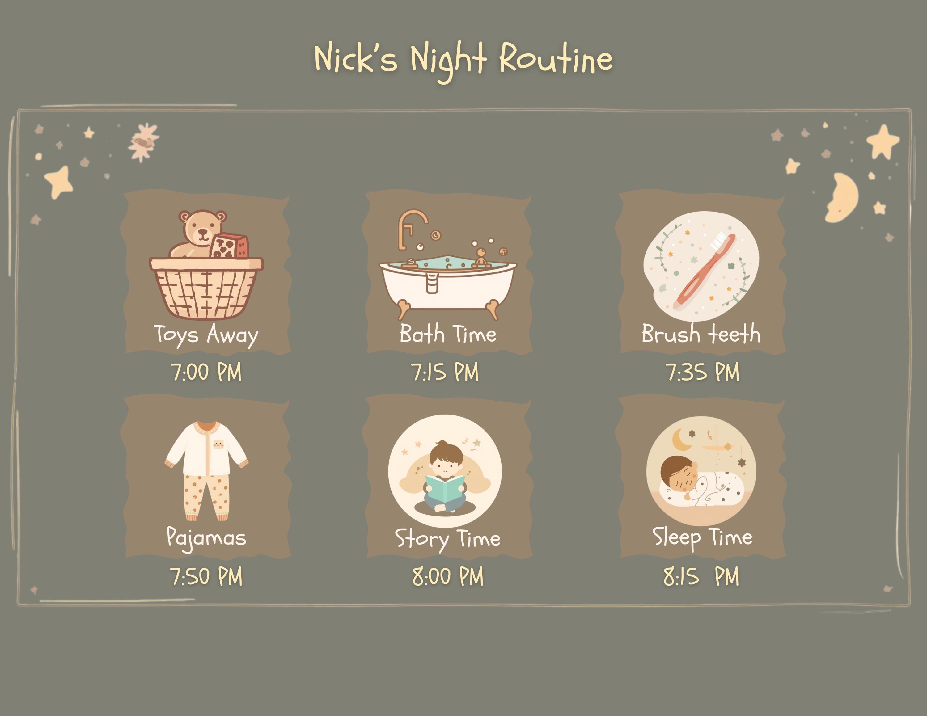 Kids Night Routine Chart Printable, Editable Canva Poster, Toddler ...
