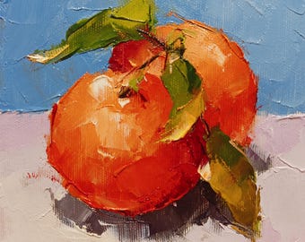 Vibrant Oranges Oil Painting 6x6"  Original Handmade Art. Impressionist Home Wall Decor.