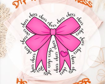 Christmas Cheer Bow DTF Transfer: Pink Coquette, New Year Ready To Press