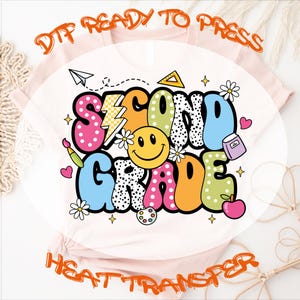Retro Second Grade Back to School DTF Transfer: Groovy Teacher Shirt Design