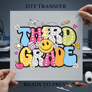 Third Grade DTF Transfer, Retro Groovy Back To School, Team 3rd Grade Shirt Print