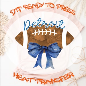 Detroit Mascot Ball DTF Transfer, Detroit Bow Ready to Press Heat Transfer Iron On, School Spirit Game Day Graphic Tee, Football Shirt Dtf