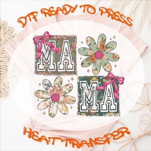 Boho Flower Mama DTF Transfer: Retro Mom Heat Press