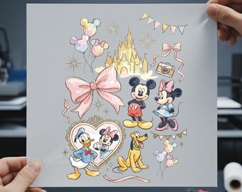 Disney Pastel Coquette Collage DTF Transfer, Watercolor Castle Ready to Press