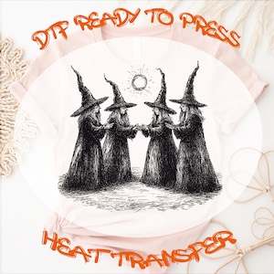 Vintage Witch Feminist DTF Transfer - Girls Will Be Girls - Ready to Press