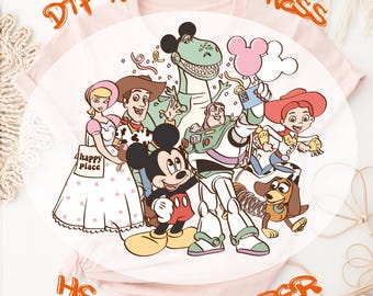 Vintage Disney Movie Characters DTF Transfer, Retro Toy Story Ready To Press