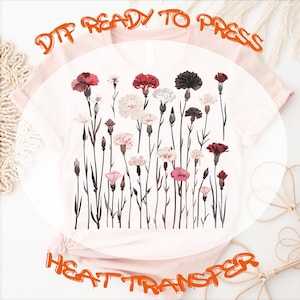 Wild Flower Ready to Press DTF Transfers, Wildflower Design, Heat Press Transfer, Full Color, T-shirt Transfers, Boho Floral Transfers