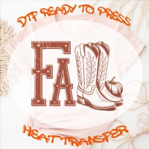 Retro Western Boot DTF Transfer: Howdy Pumpkin Fall Shirt Heat Press Design