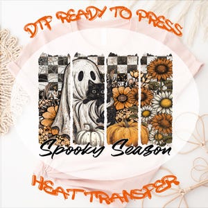 Spooky Ghost DTF Transfer: Retro Halloween Shirt Heat Press Design