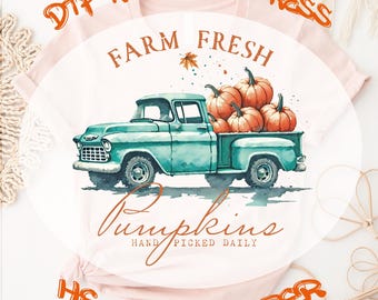 Farm Fresh Pumpkins Dtf Transfer, Retro Farm Truck Pumpkin Ready To Press