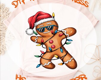 Gingerbread Lights DTF Transfer: Ready-to-Press Christmas Shirt Design
