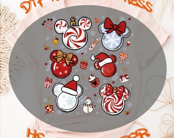 Vintage Mickey and Friends Christmas DTF Transfer: Family Xmas Holiday Ready To Press