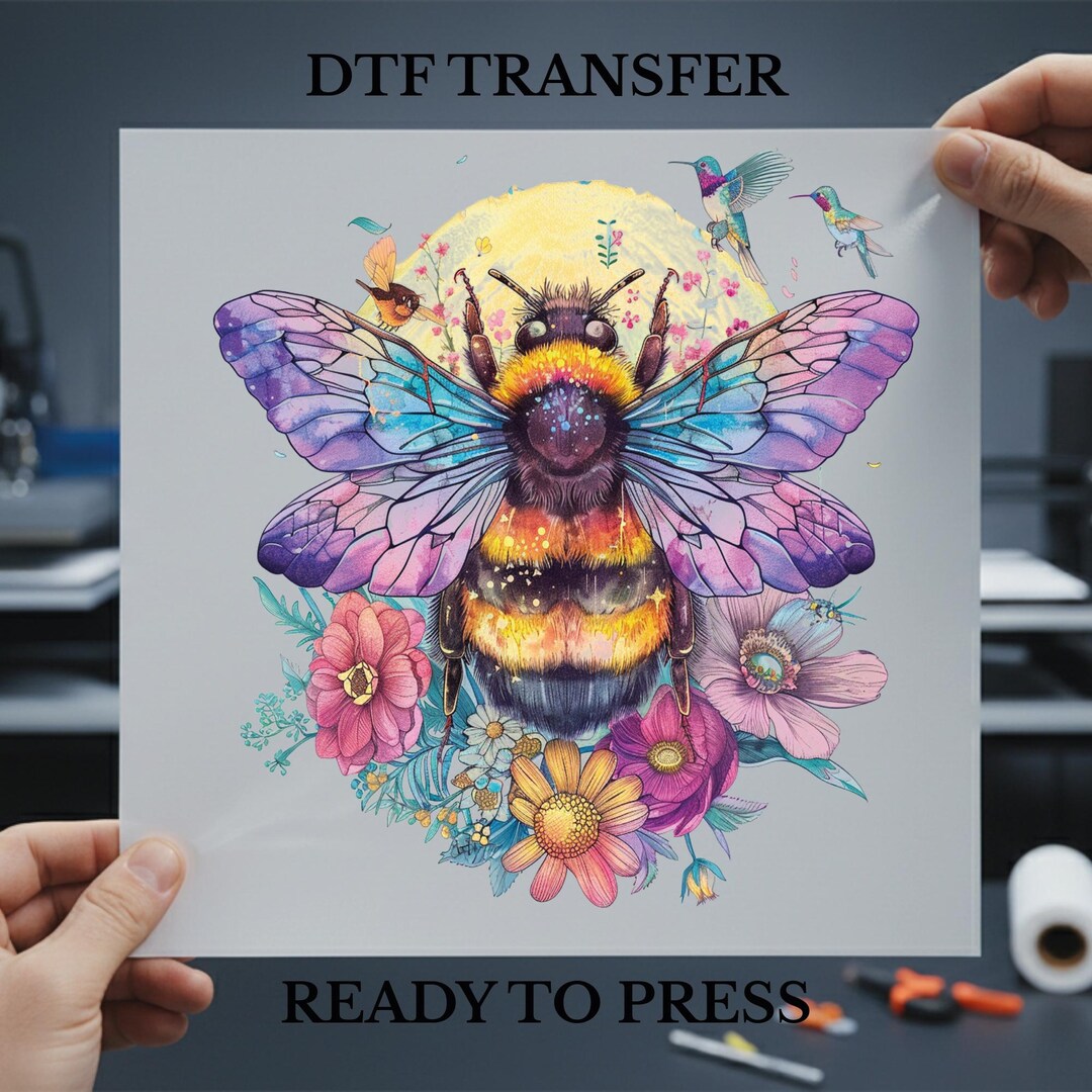 Boho Bee Wildflower DTF Transfer: Floral Ready to Press Heat Transfer ...