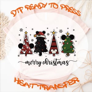 Disney Christmas Tree Dtf Transfer, Disney Merry Christmas Ready To Press, Disney Christmas Dtf, Xmas Heat Transfer, Christmas Trees Dtf
