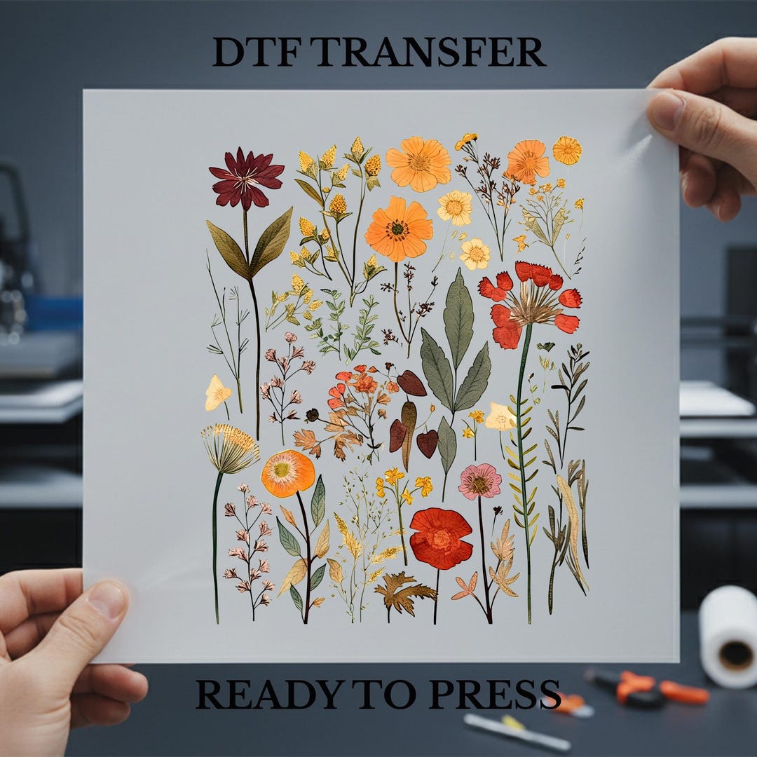 Wildflower DTF Transfer, Boho Floral Heat Press, Ready to Press - Etsy