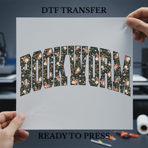 Boho Floral Bookworm DTF Transfer: Ready to Press Transfers Books, Bookish Shirt Transfer