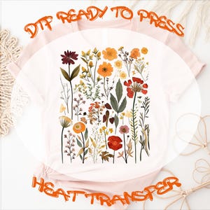Cute WildFlower DTF Transfer Ready to Press, Wildflower Design, Heat Press Transfer, Full Color, T-shirt Transfers, Boho Floral Dtf Transfer