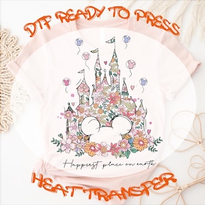 Disney Floral Castle Dtf, Disneyland 2025 DTF, Disney Vacation 2025 Heat Transfer, Disney Trip 2025 Transfer, 2025 Disney Iron On Transfer