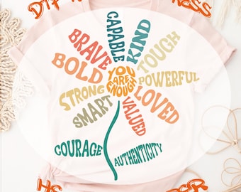 You Are Enough Flower DTF Transfer, Mental Health Affirmation Ready to Press